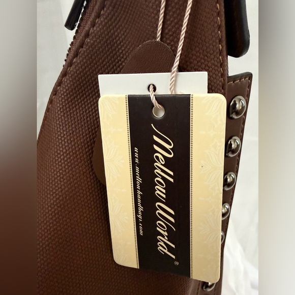 Marion Studded Chocolate Brown Soft Vegan Leather Hobo Bag with Extra Strap NWT - Picture 9 of 9